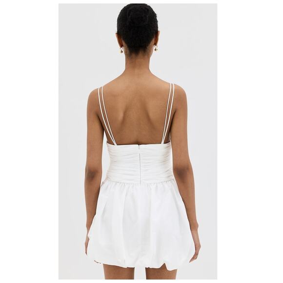 STAUD Loren Ruched Taffeta Mini Dress Size 4 - Picture 3 of 13